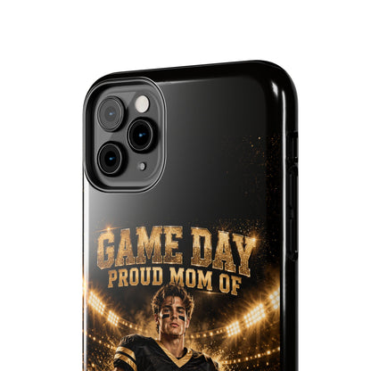 Personalized Game Day Proud Mom Photo Phone Case – Black & Gold