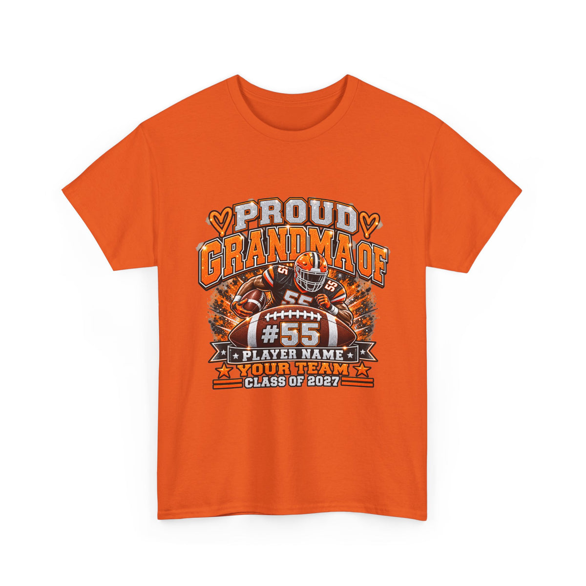 Personalized Football Grandma Shirt  Custom Player Photo, Name & Number, Glitter Effect Proud Grandma Game Day Tee