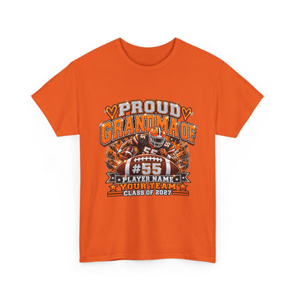 Personalized Football Grandma Shirt  Custom Player Photo, Name & Number, Glitter Effect Proud Grandma Game Day Tee