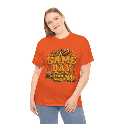 Personalized Football Mom Shirt, Game Day Proud Mom Tee, Senior Mom 2027 Shirt, Custom Player Name Number, Glitter Effect Football Gift