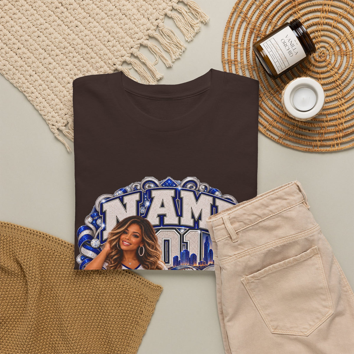 Personalized Football Mom Shirt – Custom Player Name, Number & Team Name – Lady Mascot Game Day Mom Tee – Glitter Effect