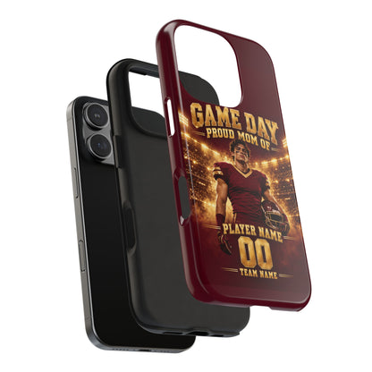 Personalized Game Day Proud Mom Photo Phone Case – Burgundy & Gold