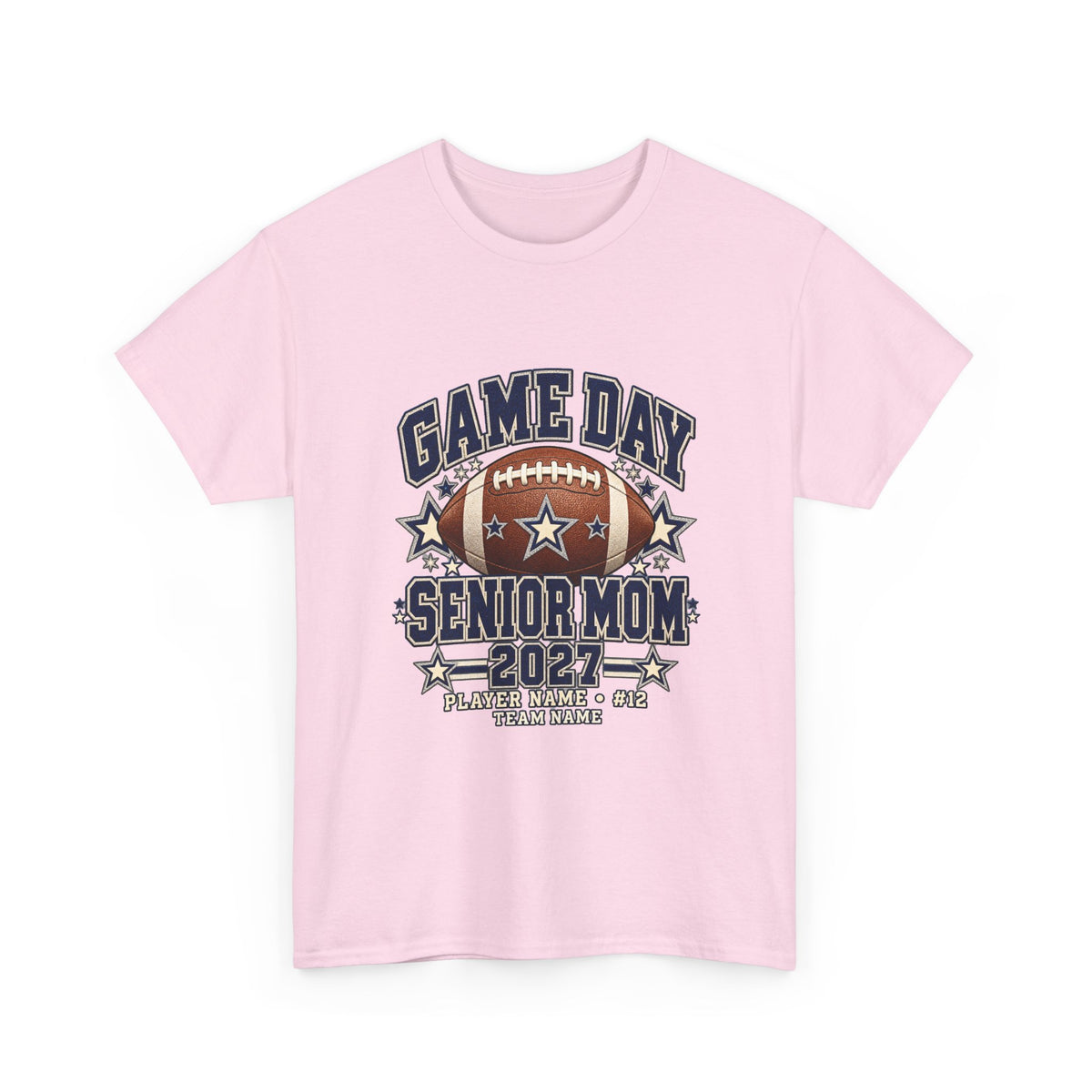 Personalized Game Day Senior Mom Shirt — Navy Silver Custom Year