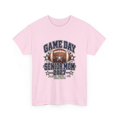 Personalized Game Day Senior Mom Shirt — Navy Silver Custom Year