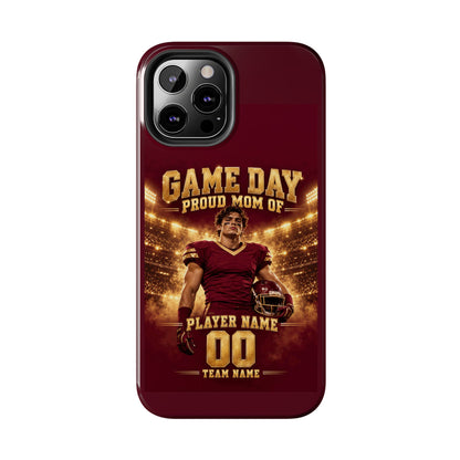 Personalized Game Day Proud Mom Photo Phone Case – Burgundy & Gold