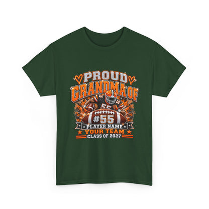 Personalized Football Grandma Shirt  Custom Player Photo, Name & Number, Glitter Effect Proud Grandma Game Day Tee