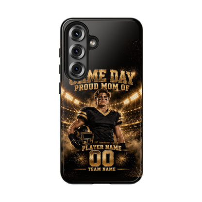 Personalized Game Day Proud Mom Photo Phone Case – Black & Gold