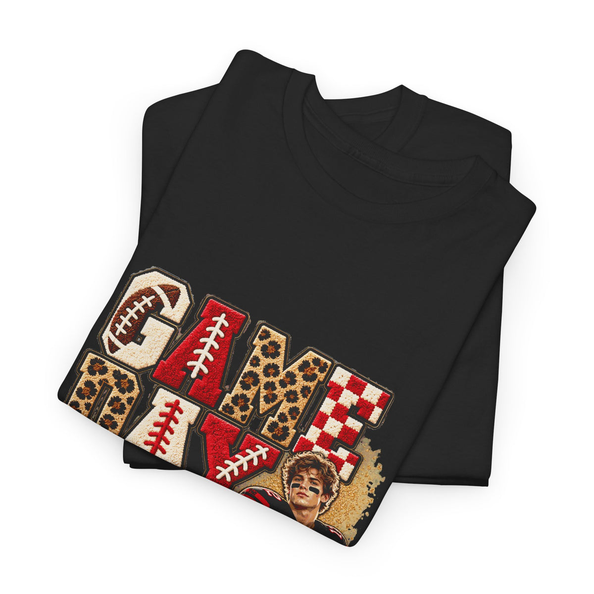 Personalized Game Day Football Mom Photo Shirt – Leopard Chenille Effect, Proud Mom of, Custom Player Name Team 2027