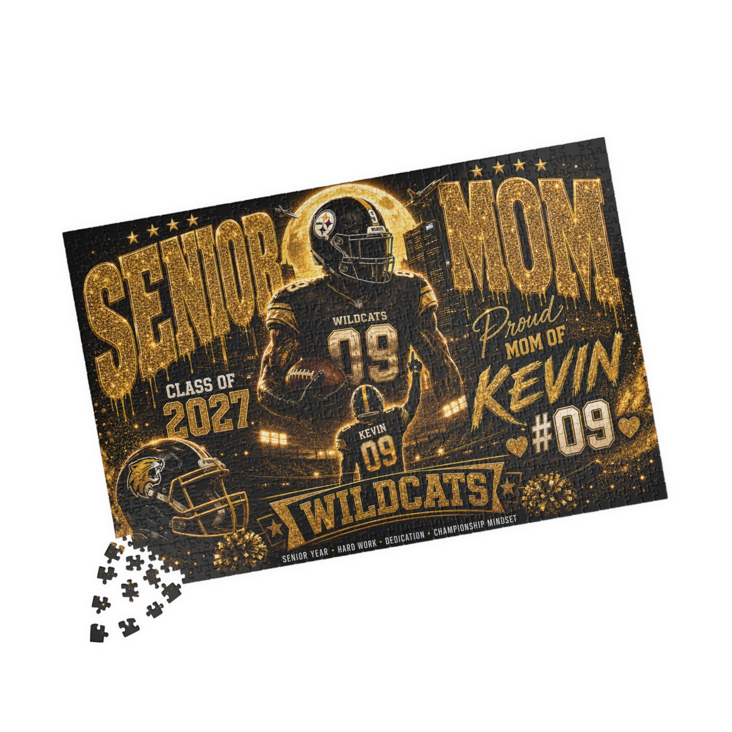 Personalized Senior Mom Football Puzzle, Custom Photo Player Gift, Class of 2027 Senior Night Gift, Football Mom Keepsake