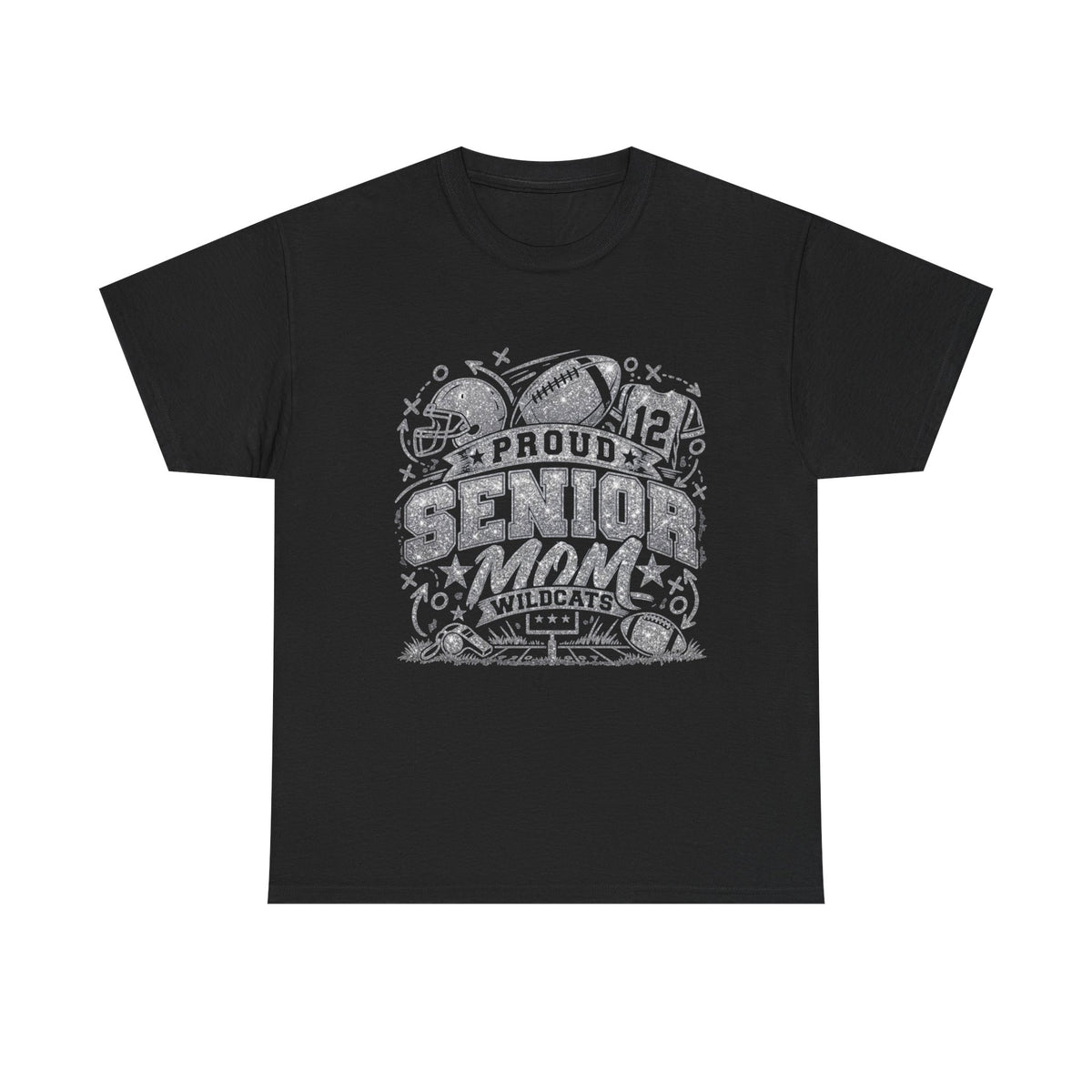 Personalized Senior Mom Football Shirt, Game Day Mom Tee, Custom Player Name Number, Front Back Shirt, Glitter Effect Football Mom