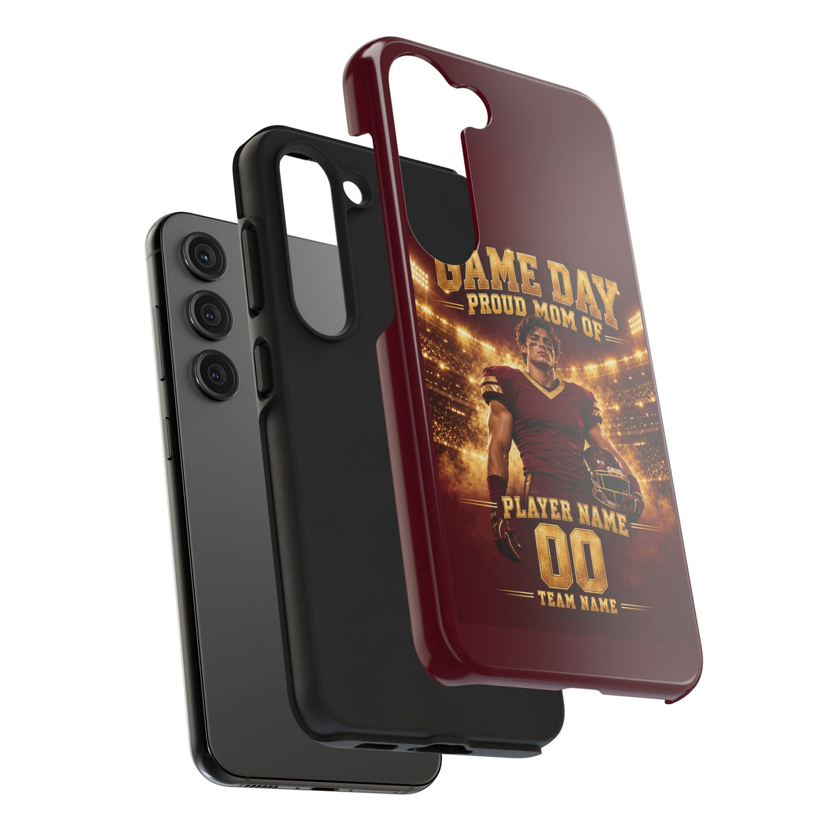 Personalized Game Day Proud Mom Photo Phone Case – Burgundy & Gold