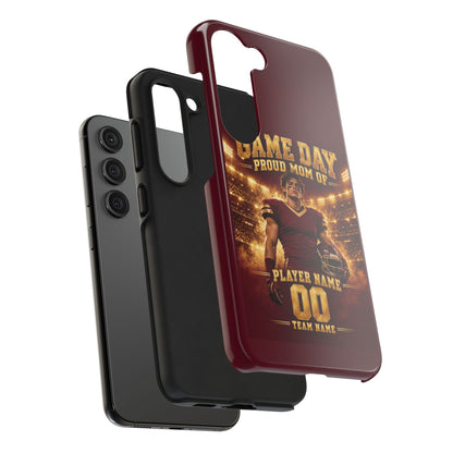 Personalized Game Day Proud Mom Photo Phone Case – Burgundy & Gold