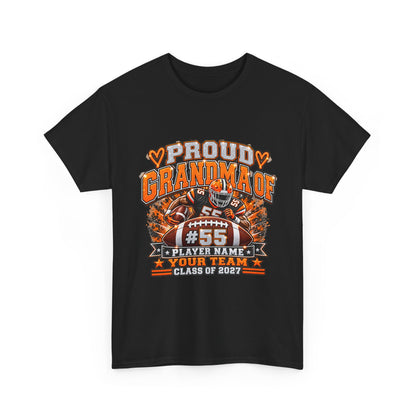 Personalized Football Grandma Shirt  Custom Player Photo, Name & Number, Glitter Effect Proud Grandma Game Day Tee