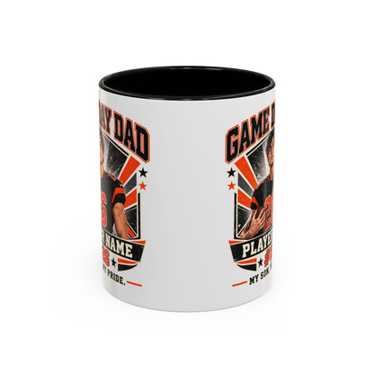 Personalized Game Day Dad Photo Mug – Custom Football Player Name & Number