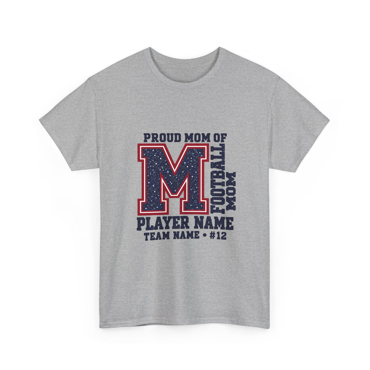 Personalized Football Mom Varsity Monogram Shirt – Proud Mom Of, Custom Player Name Team Number, Printed Glitter