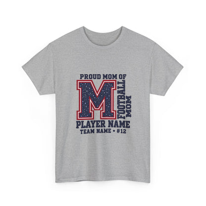 Personalized Football Mom Varsity Monogram Shirt – Proud Mom Of, Custom Player Name Team Number, Printed Glitter