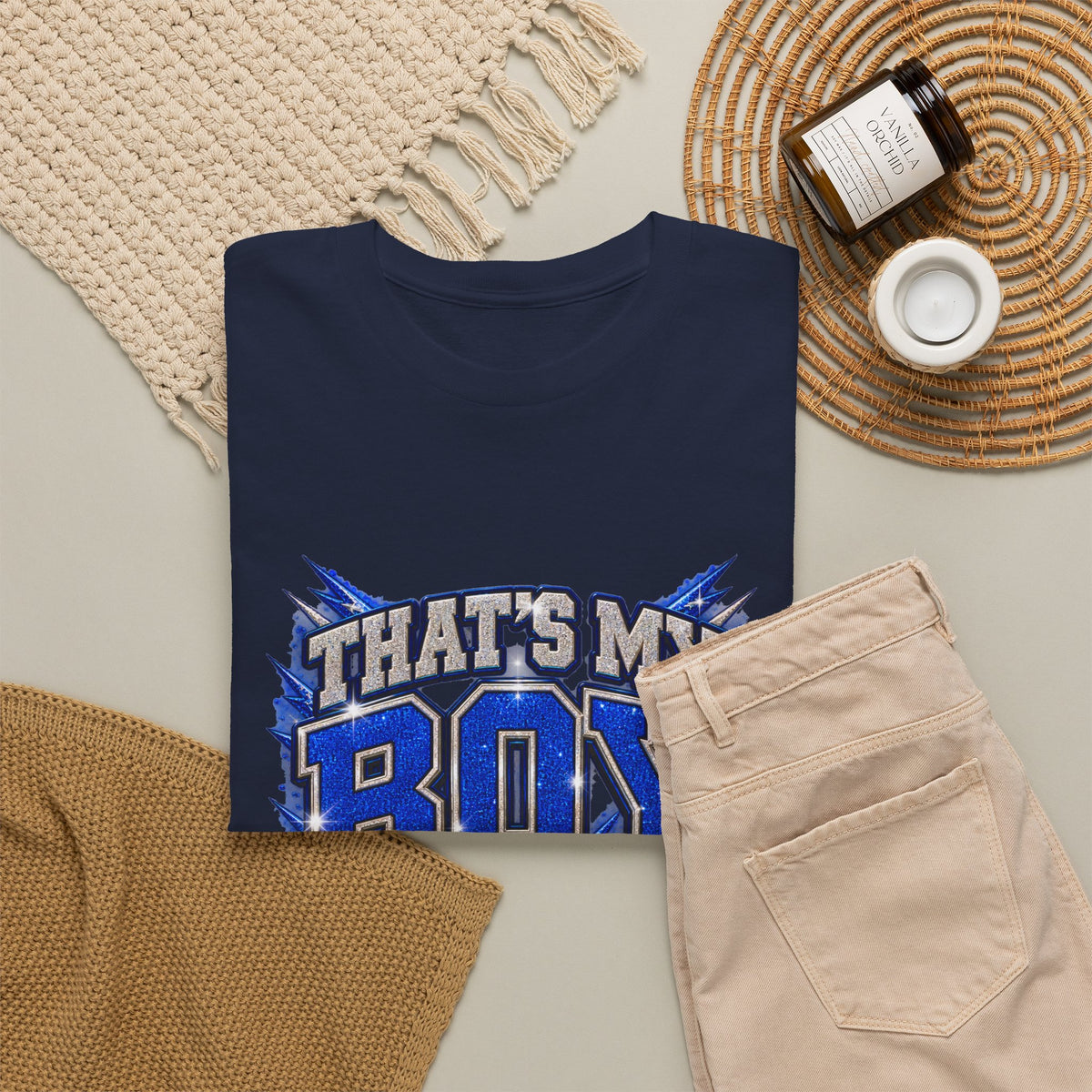 Personalized That's My Boy Football Mom Shirt – Blue Silver, Proud Mom of, Custom Player Name Number & Team