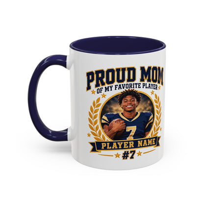 Personalized Proud Mom Photo Mug – Custom Football Player Name & Number
