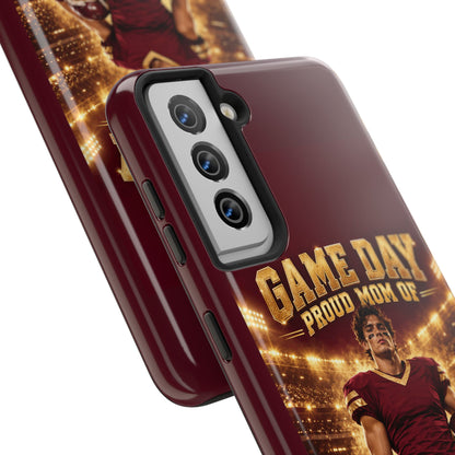 Personalized Game Day Proud Mom Photo Phone Case – Burgundy & Gold