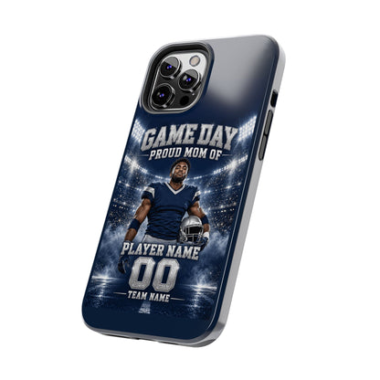 Personalized Game Day Proud Mom Photo Phone Case – Navy & Silver