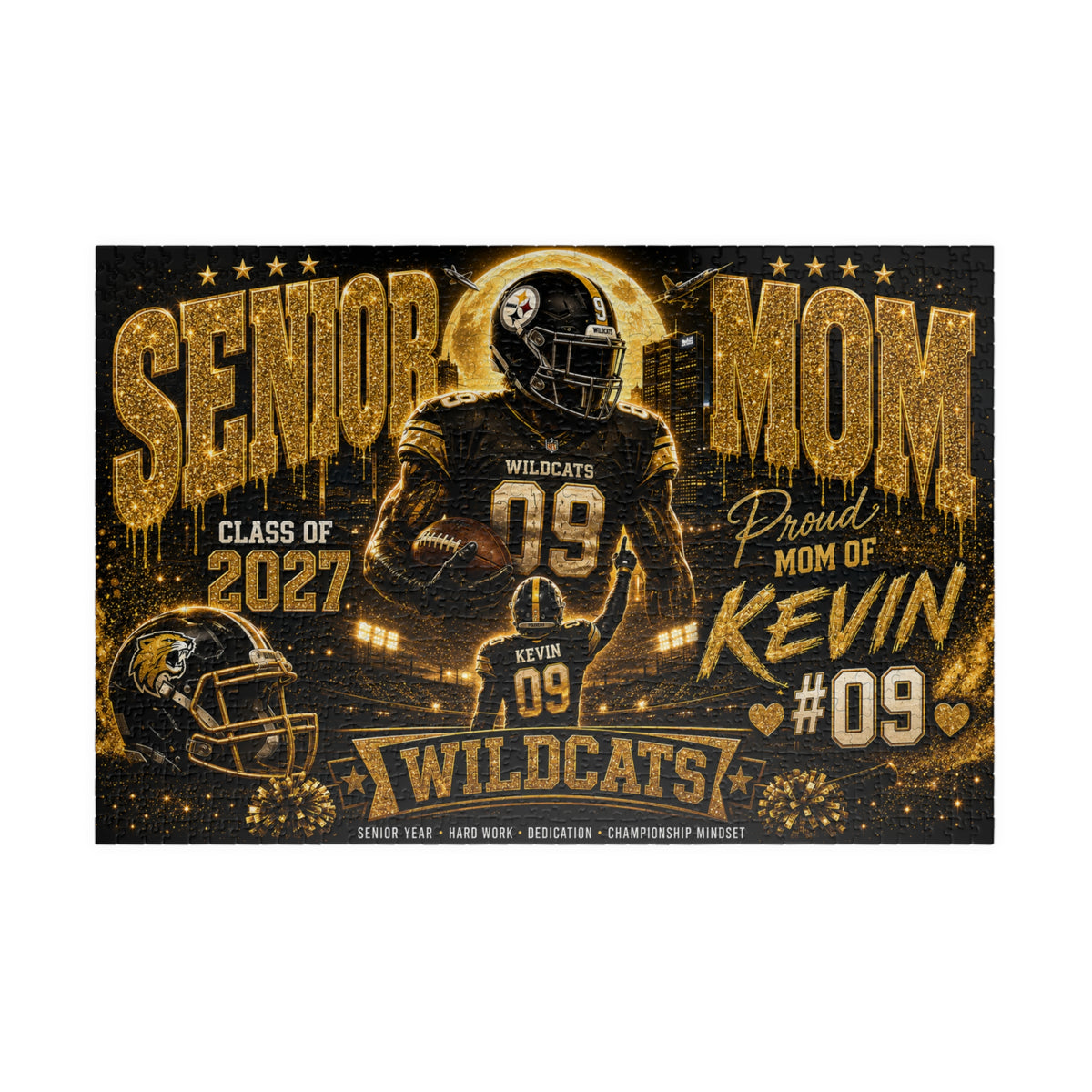Personalized Senior Mom Football Puzzle, Custom Photo Player Gift, Class of 2027 Senior Night Gift, Football Mom Keepsake