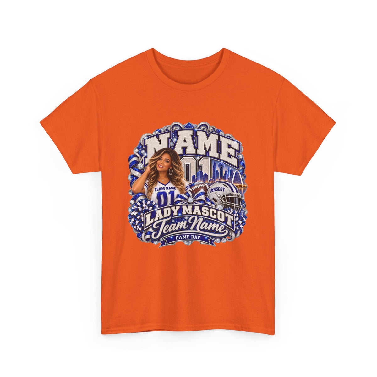 Personalized Football Mom Shirt – Custom Player Name, Number & Team Name – Lady Mascot Game Day Mom Tee – Glitter Effect