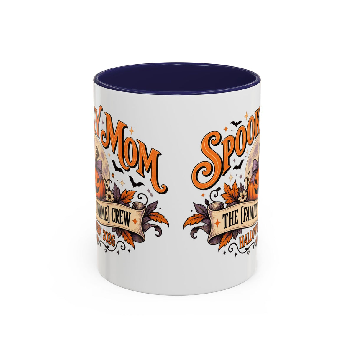 Personalized Spooky Mom Halloween Mug, Custom Family Name Coffee Cup, Halloween Mom Gift, Pumpkin Mug, Fall Gift for Mom