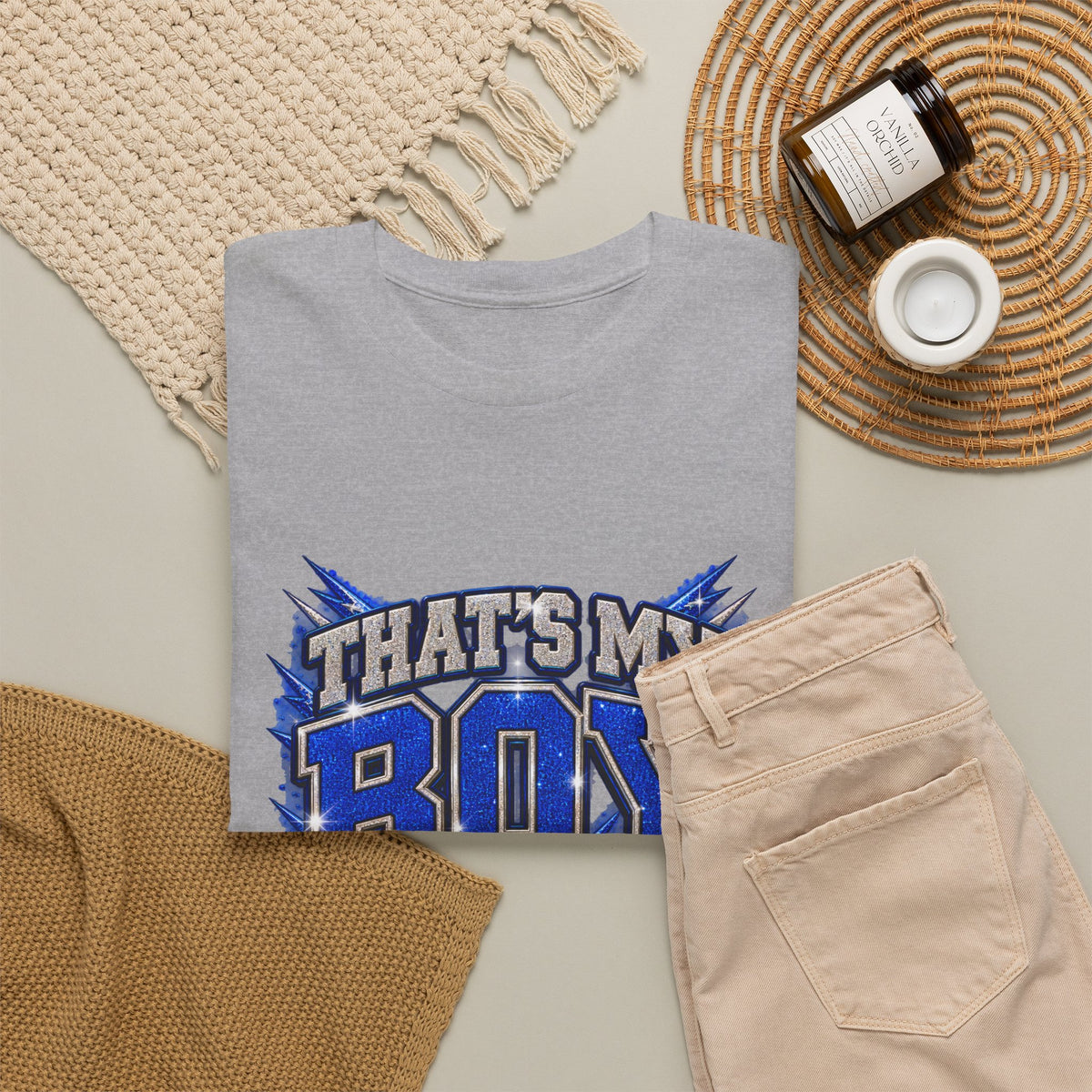 Personalized That's My Boy Football Mom Shirt – Blue Silver, Proud Mom of, Custom Player Name Number & Team