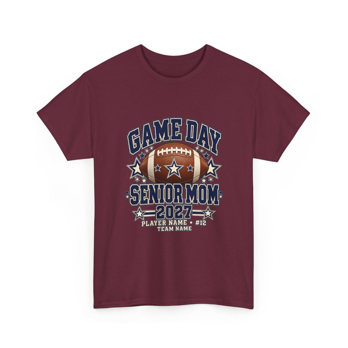 Personalized Game Day Senior Mom Shirt — Navy Silver Custom Year