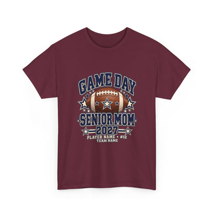 Personalized Game Day Senior Mom Shirt — Navy Silver Custom Year
