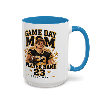 Personalized Game Day Mom Photo Mug – Custom Football Player Name & Number