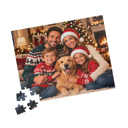 Personalized Christmas Family Photo Puzzle, Custom Family Name Puzzle, Christmas Gift for Family, Custom Photo Puzzle, Holiday Keepsake
