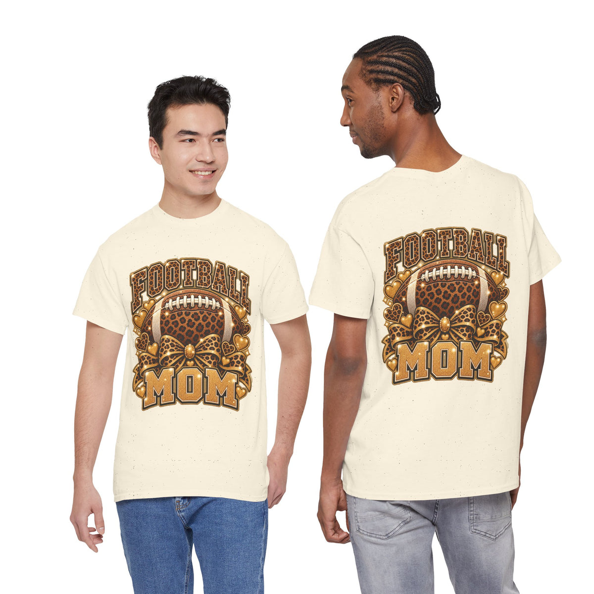 Football Mom T-Shirt — Leopard Football Design, Game Day Mom Tee