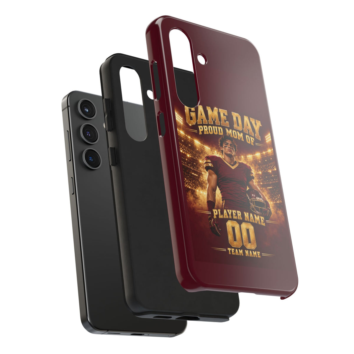 Personalized Game Day Proud Mom Photo Phone Case – Burgundy & Gold