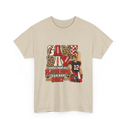 Personalized Game Day Football Mom Photo Shirt – Leopard Chenille Effect, Proud Mom of, Custom Player Name Team 2027