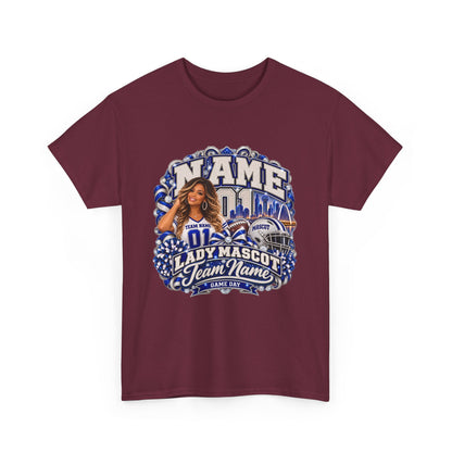 Personalized Football Mom Shirt – Custom Player Name, Number & Team Name – Lady Mascot Game Day Mom Tee – Glitter Effect