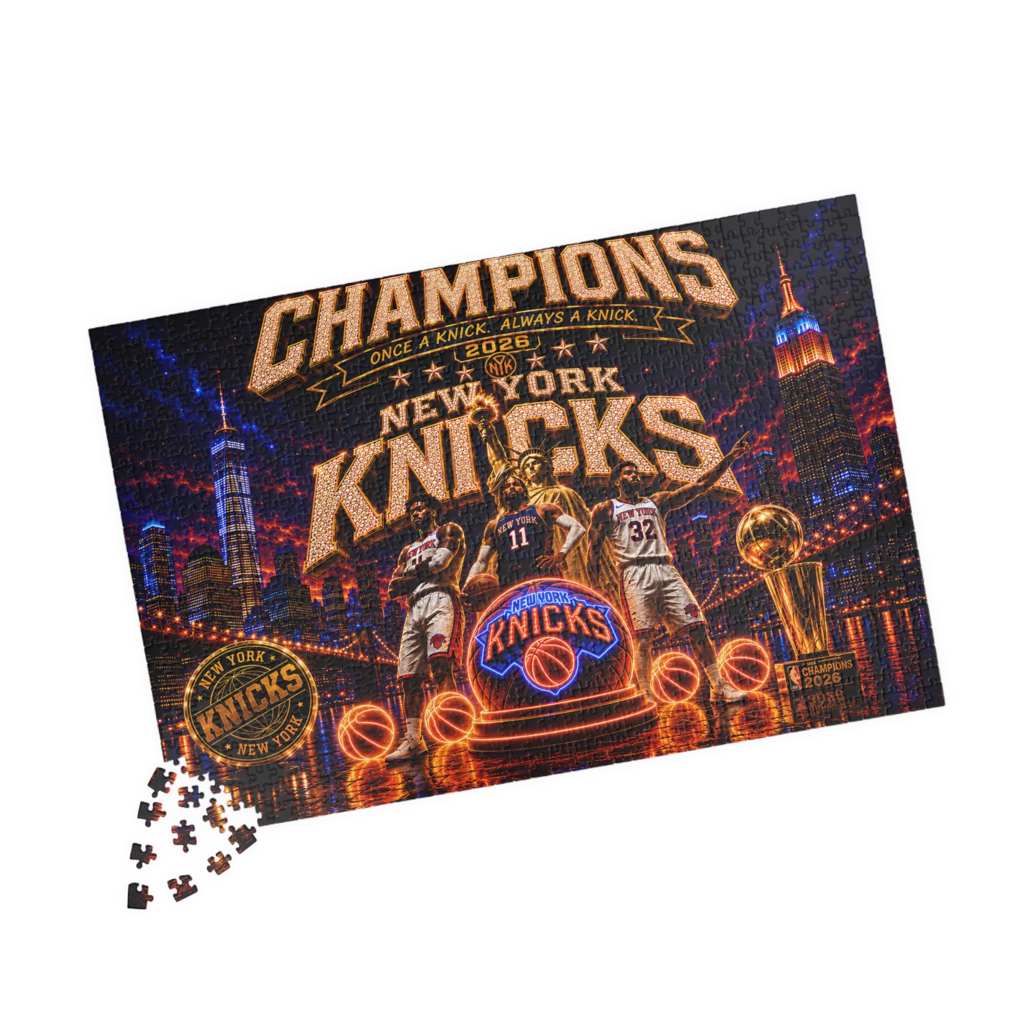 New York Knicks Champions 2026 Basketball Puzzle — 110/252/520/1014-Piece Fan Jigsaw