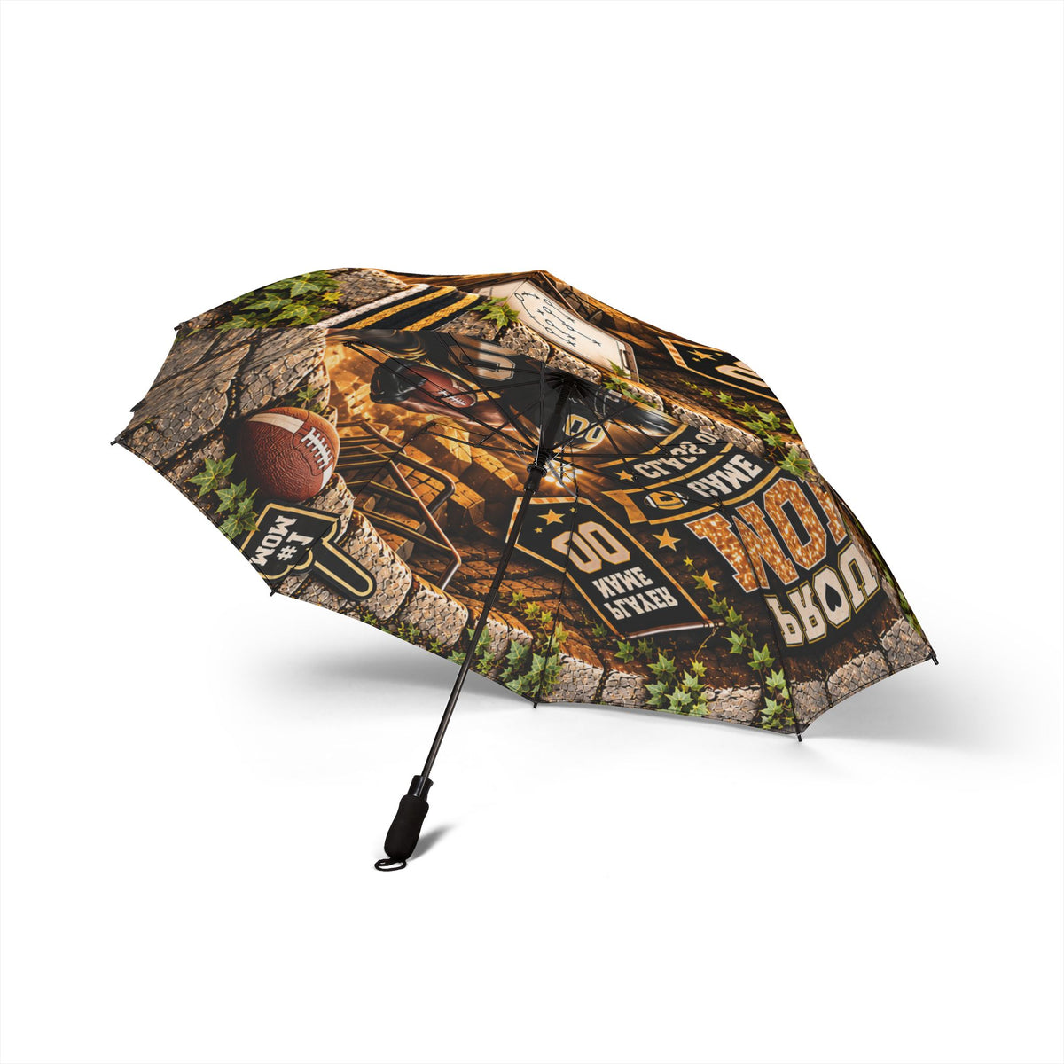 Personalized Football Mom Umbrella – Custom Player Name Number & Team Colors – Proud Mom Game Day Gift