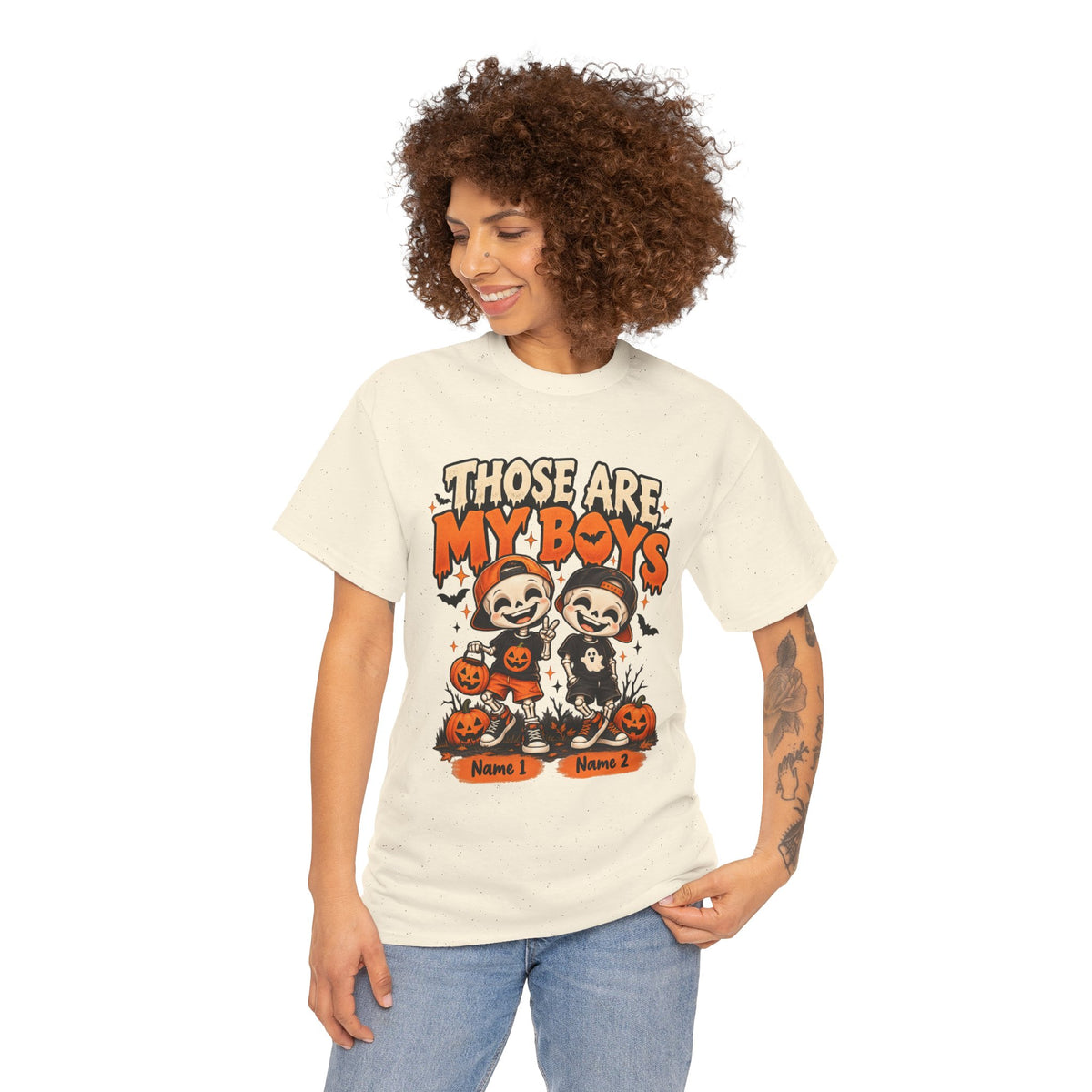 Personalized Spooky Boys Halloween Shirt – Custom Kids Names Mom Tee