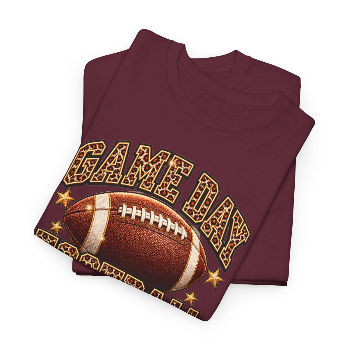 Personalized Game Day Football Mama Shirt — Leopard Gold