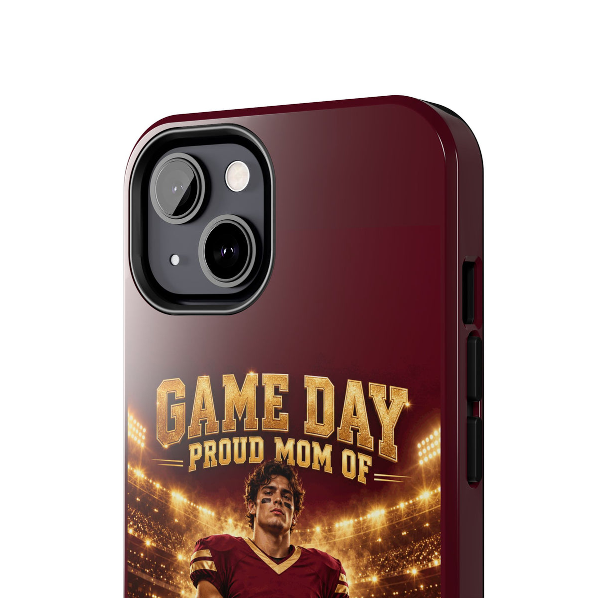Personalized Game Day Proud Mom Photo Phone Case – Burgundy & Gold