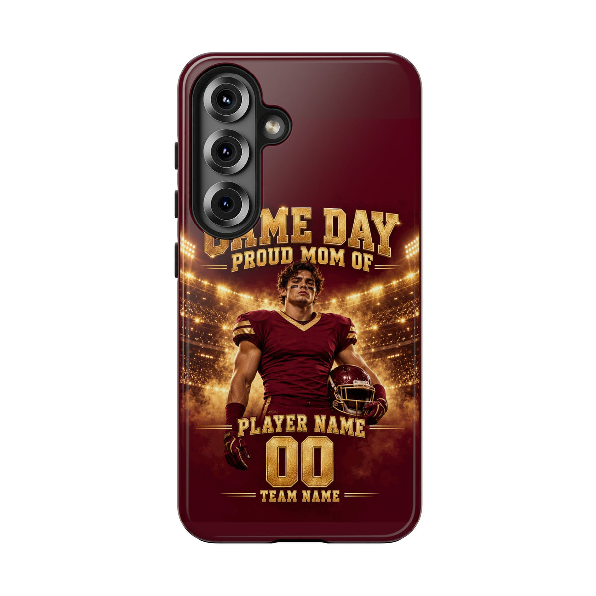 Personalized Game Day Proud Mom Photo Phone Case – Burgundy & Gold