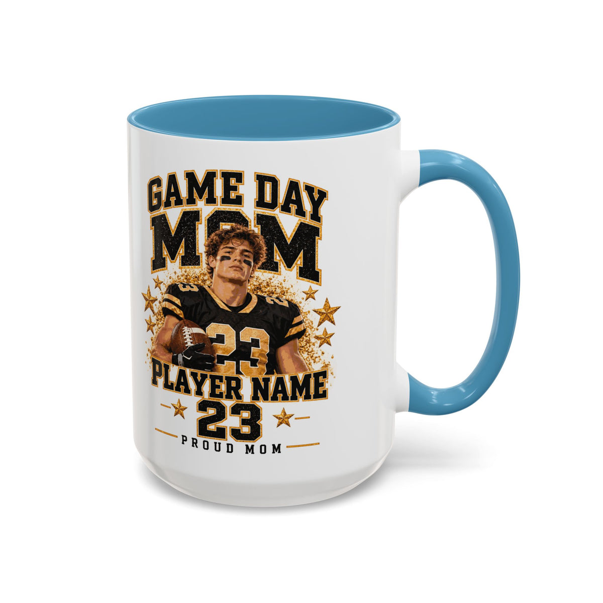 Personalized Game Day Mom Photo Mug – Custom Football Player Name & Number