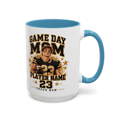 Personalized Game Day Mom Photo Mug – Custom Football Player Name & Number
