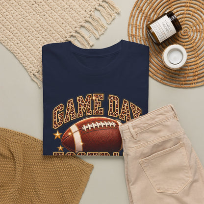 Personalized Game Day Football Mama Shirt — Leopard Gold