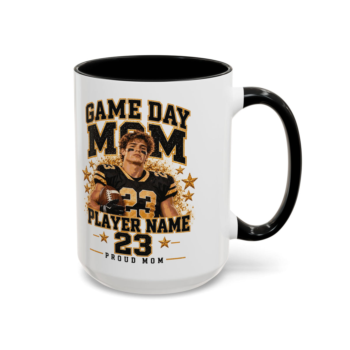 Personalized Game Day Mom Photo Mug – Custom Football Player Name & Number