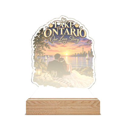 Personalized Lake Ontario Wedding LED Lamp, Custom Couple Names & Date, Wedding Gift, Anniversary Gift, Lake House Decor, Romantic Keepsake