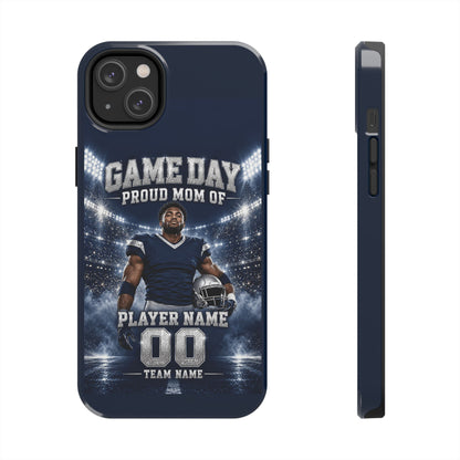 Personalized Game Day Proud Mom Photo Phone Case – Navy & Silver