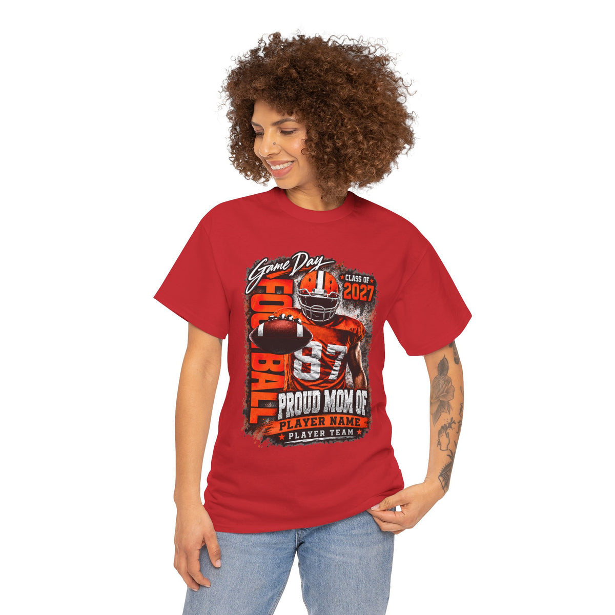 Personalized Football Mom Shirt, Game Day Mom Tee, Proud Mom of Player, Class of 2027 Football Shirt