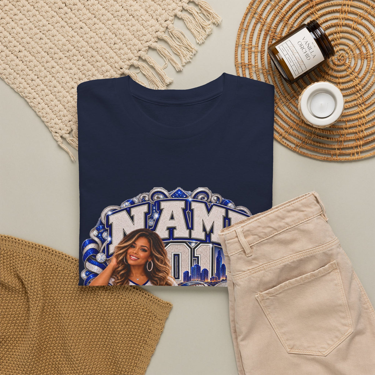 Personalized Football Mom Shirt – Custom Player Name, Number & Team Name – Lady Mascot Game Day Mom Tee – Glitter Effect